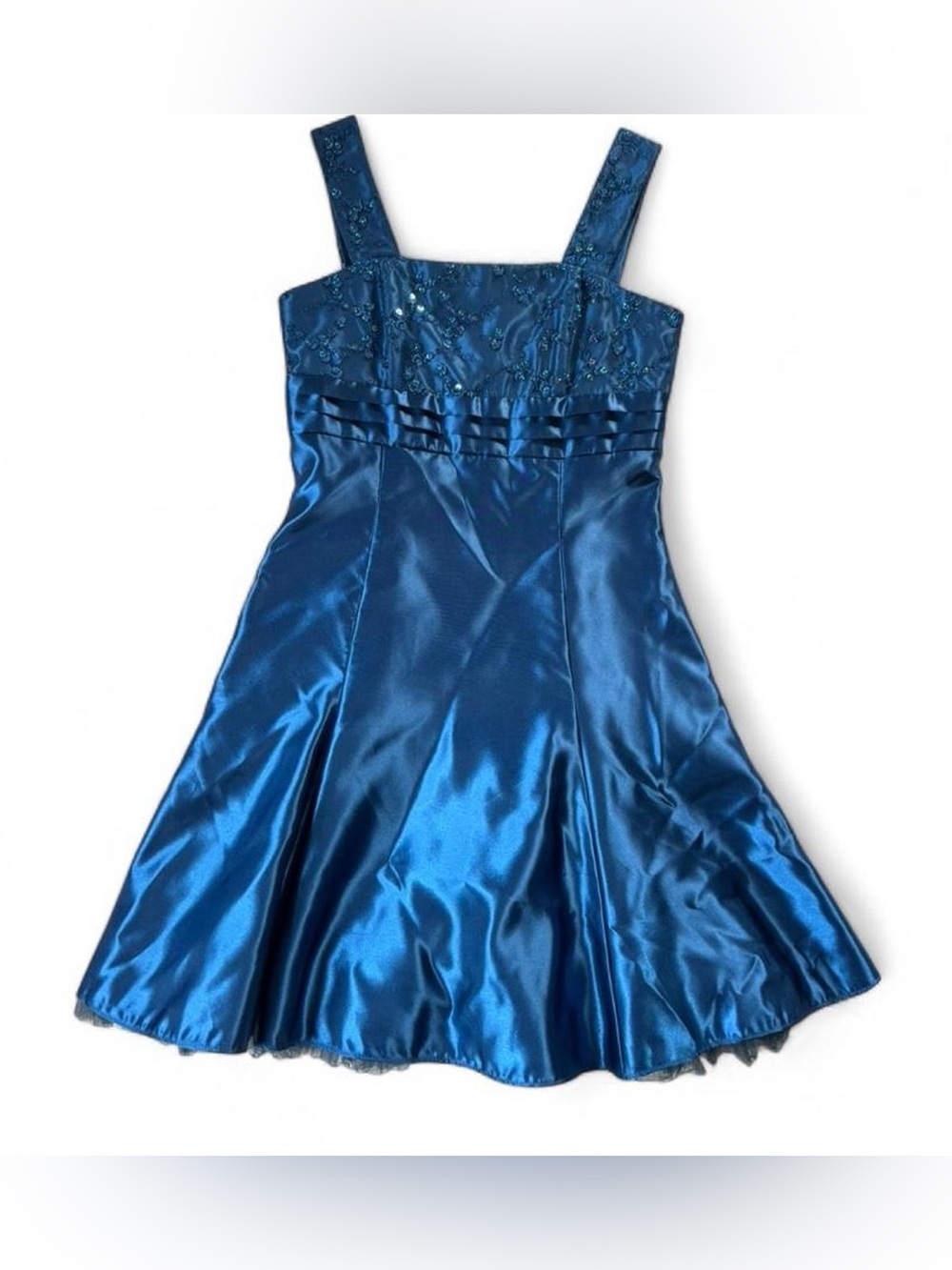 Jessica McClintock for gunne sax blue satin formal dress